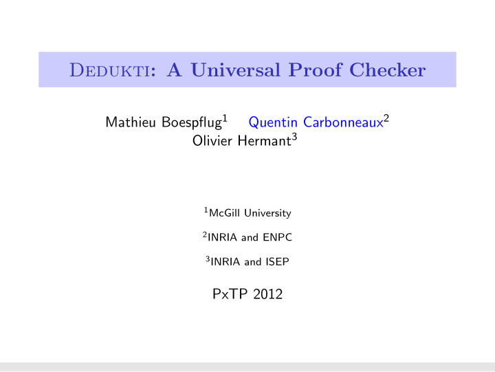 dedukti a universal proof checker