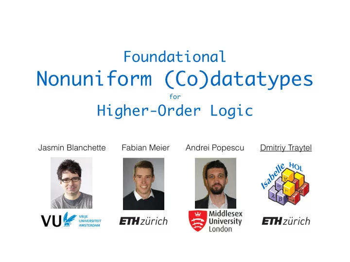 nonuniform co datatypes