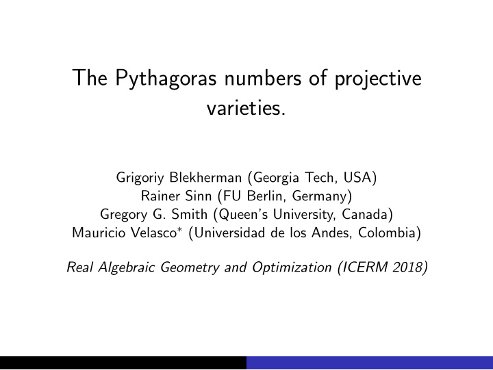 the pythagoras numbers of projective varieties