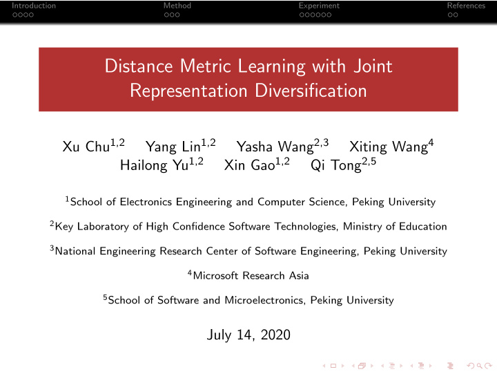 distance metric learning with joint representation