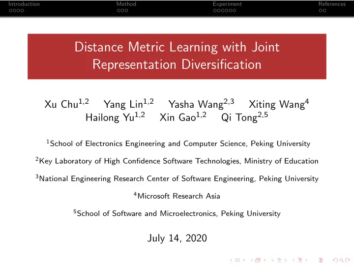 distance metric learning with joint representation