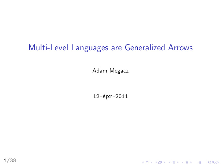 multi level languages are generalized arrows