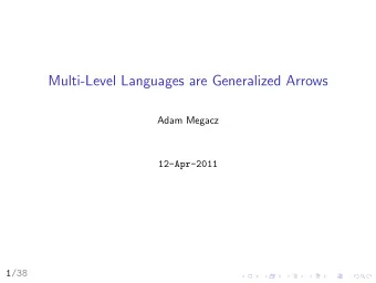 Multi-Level Languages are Generalized Arrows  Adam Megacz  12-Apr-2011  1/38  Lambda Calculus