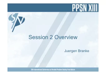 Session 2 Overview  Juergen Branke  The Baldwin Effect Hinders Self-Adaptation Jim Smith  Two