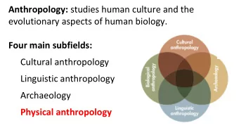 Anthropology: studies human culture and the  evolutionary aspects of human biology. Four main