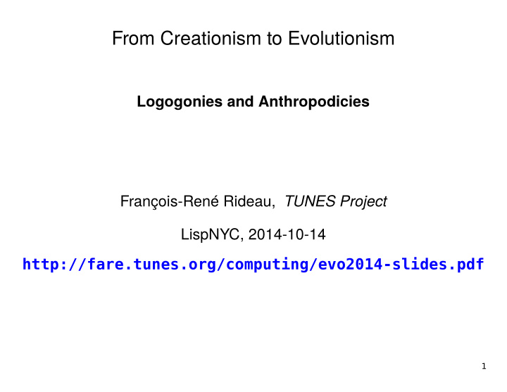 from creationism to evolutionism