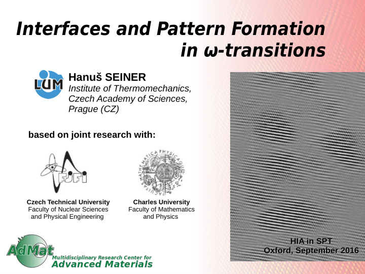 interfaces and pattern formation in transitions
