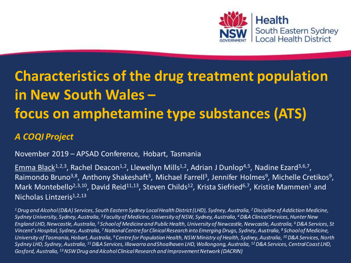 characteristics of the drug treatment population in new