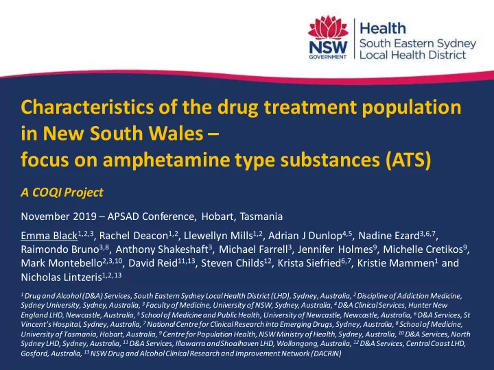 characteristics of the drug treatment population in new