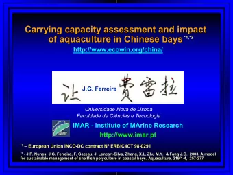 Carrying capacity assessment and impact  Carrying capacity assessment and impact  of aquaculture in