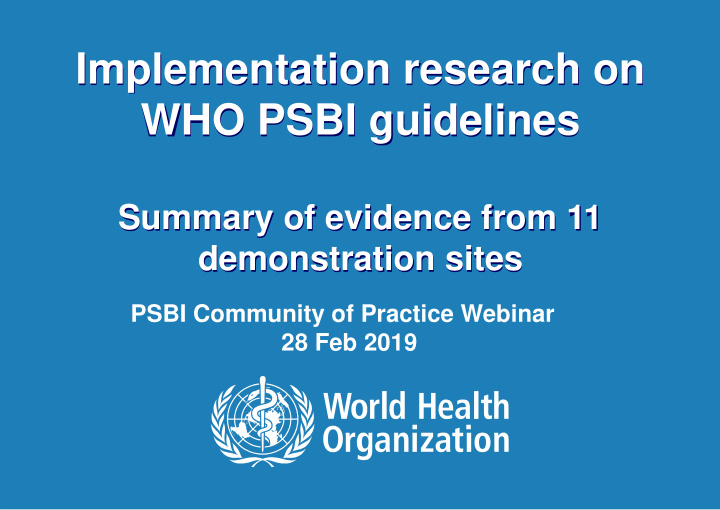 who psbi guidelines