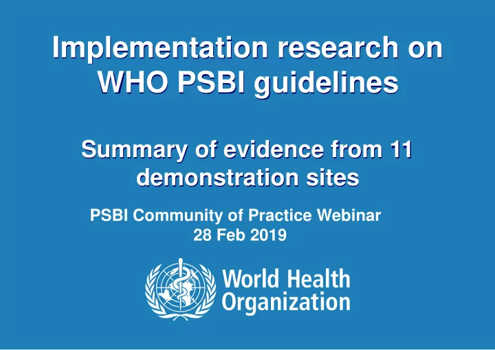 who psbi guidelines