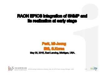 RAON EPICS integration of SNMP and  RAON EPICS integration of SNMP and  its realization at early