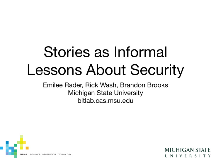 stories as informal lessons about security