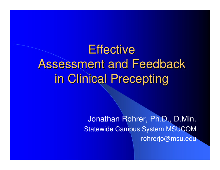 effective effective assessment and feedback assessment