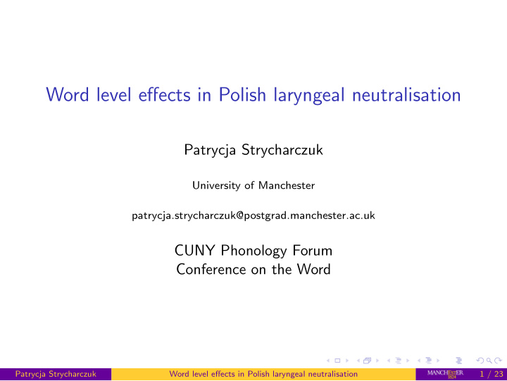word level effects in polish laryngeal neutralisation