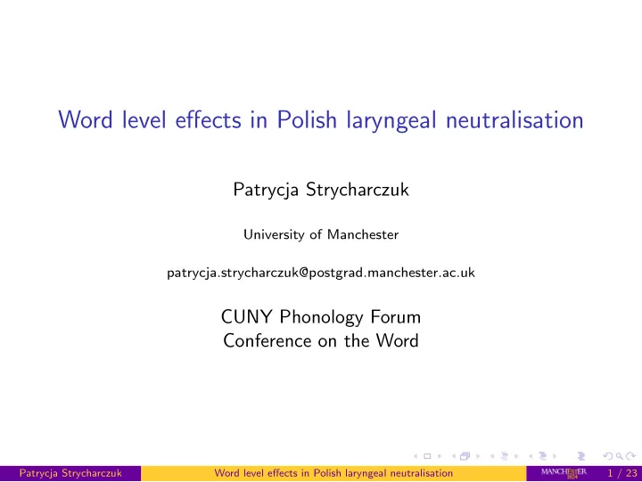 word level effects in polish laryngeal neutralisation
