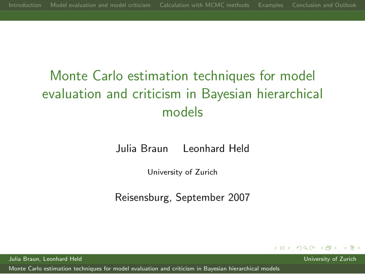 monte carlo estimation techniques for model evaluation