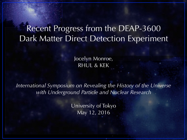 recent progress from the deap 3600 dark matter direct