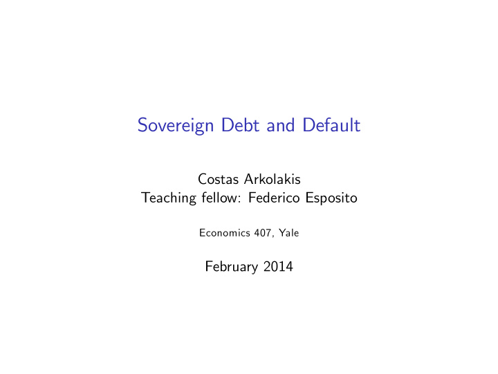 sovereign debt and default