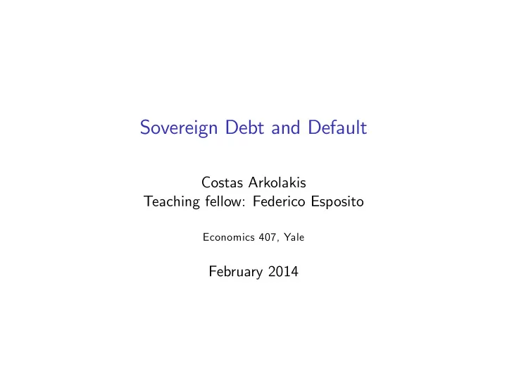 sovereign debt and default