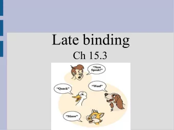 Late binding  Ch 15.3  Highlights  - Late binding for variables  Review: Derived classes  Today we