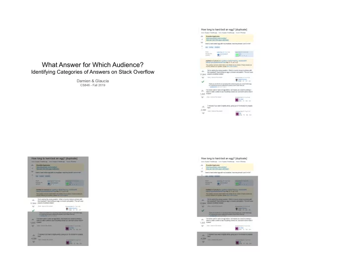 what answer for which audience