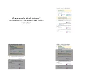 What Answer for Which Audience?  Identifying Categories of Answers on Stack Overflow  Damien &amp;