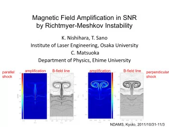 Magnetic Field Amplification in SNR  by Richtmyer-Meshkov Instability  K. Nishihara, T. Sano