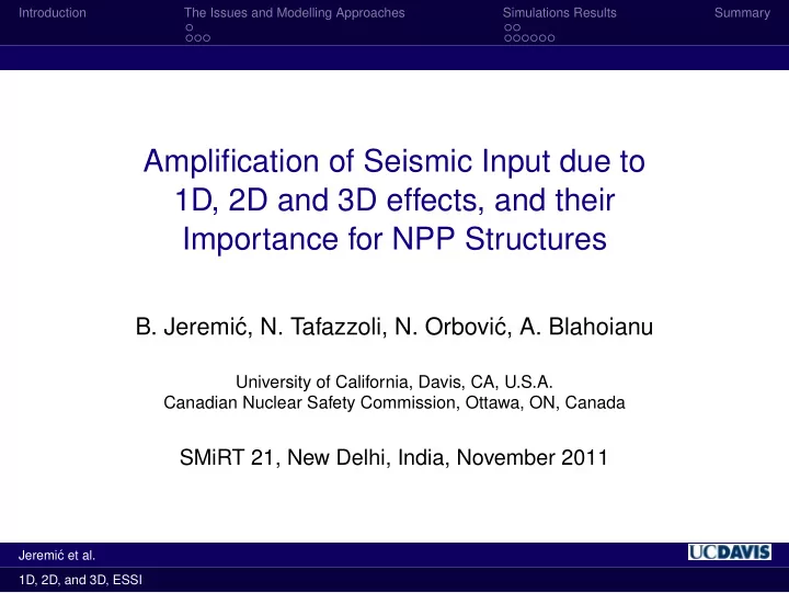amplification of seismic input due to 1d 2d and 3d