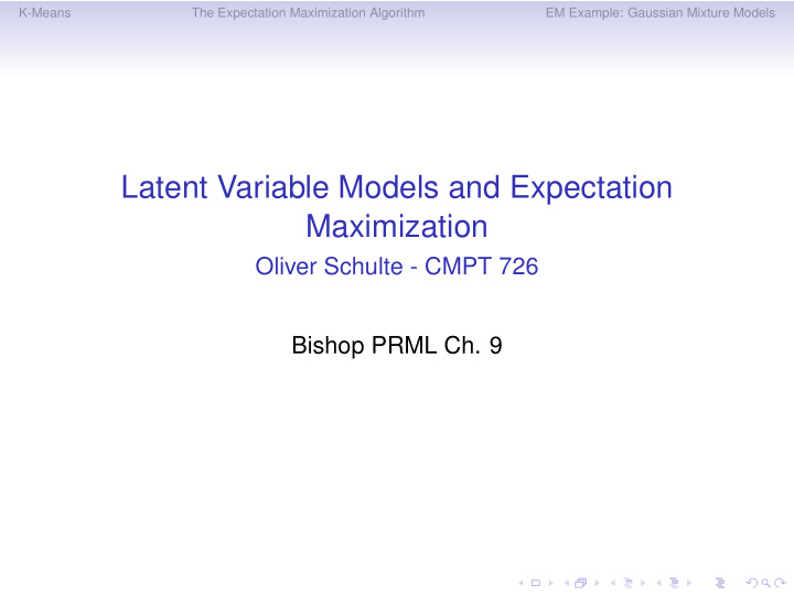 latent variable models and expectation maximization