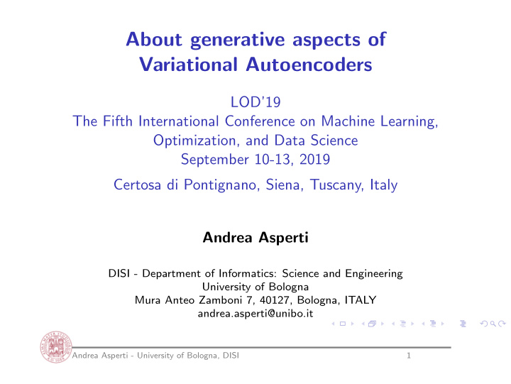 about generative aspects of variational autoencoders