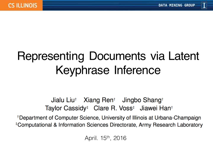 representing documents via latent keyphrase inference