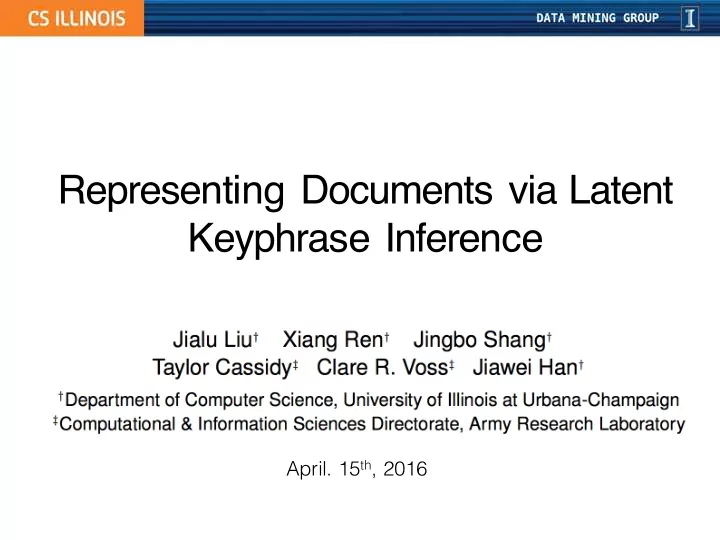 representing documents via latent keyphrase inference