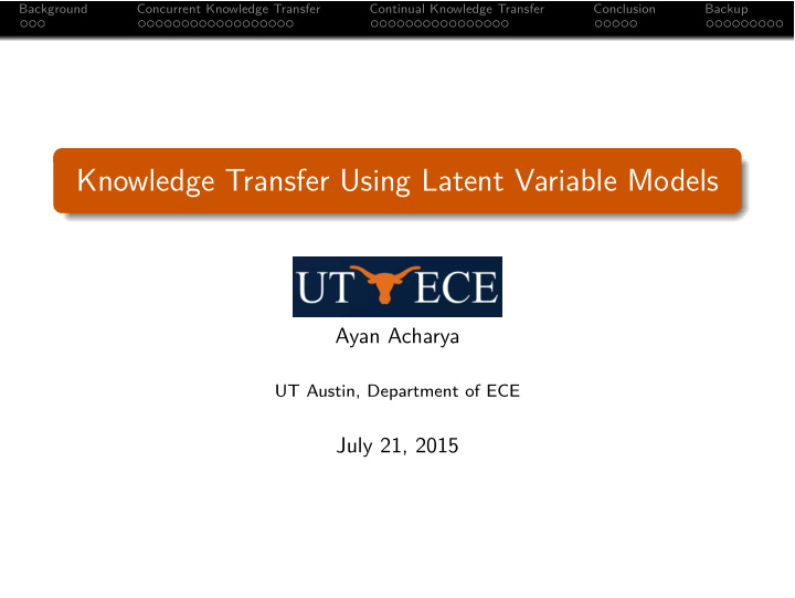 knowledge transfer using latent variable models