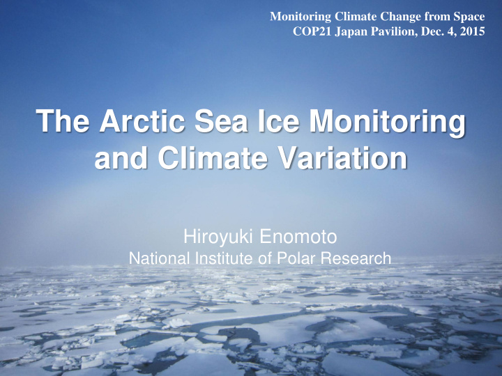 the arctic sea ice monitoring and climate variation