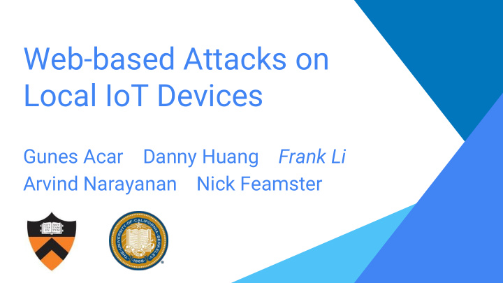 web based attacks on local iot devices
