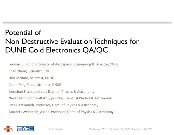 potential of non destructive evaluation techniques for