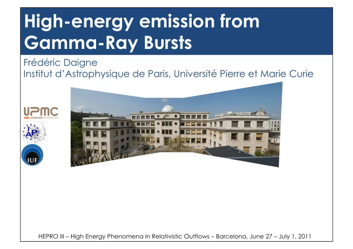 high energy emission from gamma ray bursts