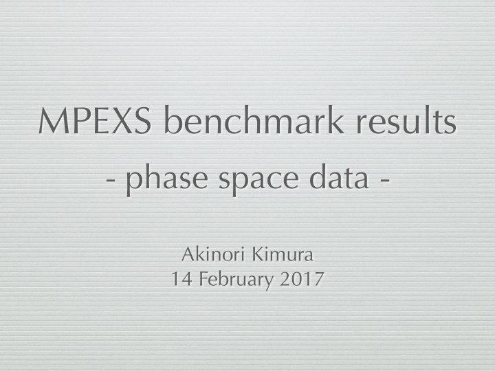 mpexs benchmark results