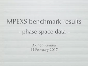 MPEXS benchmark results  - phase space data -  Akinori Kimura  14 February 2017  Aim  To