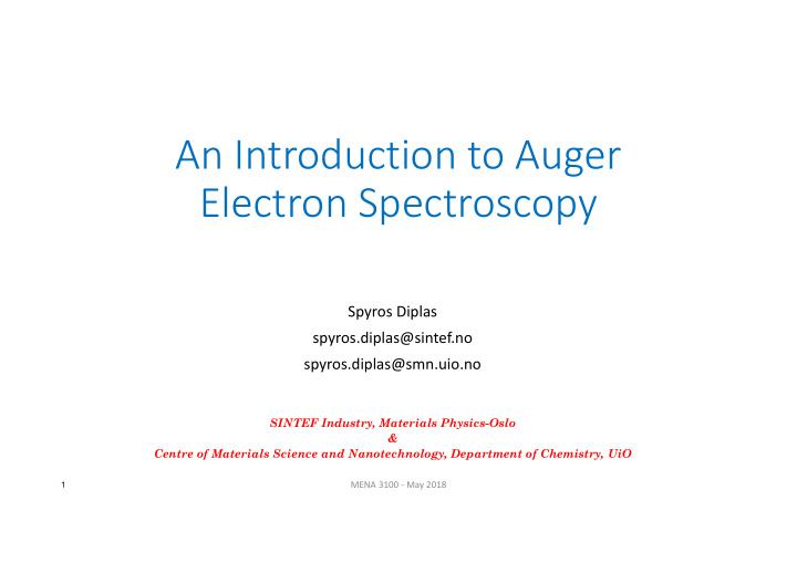 an introduction to auger electron spectroscopy