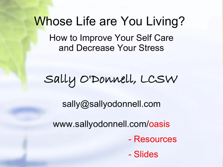 sally y o don onnell lcsw