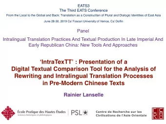 IntraTexTT : Presentation of a  Digital Textual Comparison Tool for the Analysis of