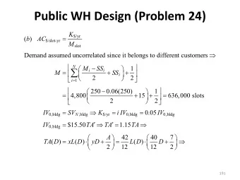 Public WH Design (Problem 24)  K  $/yr  =  ( )  b  AC  $/slot-yr  M  slot    Demand assumed