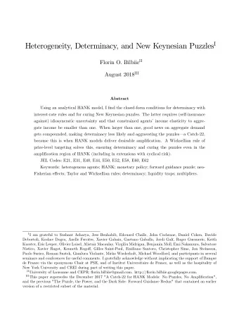 1  Introduction  The New Keynesian (NK) framework is the core of most models used for policy