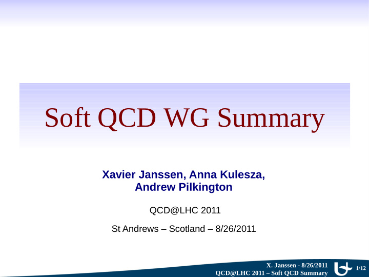 soft qcd wg summary