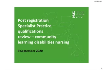 Post registration  Specialist Practice  qualifications review  community  learning disabilities