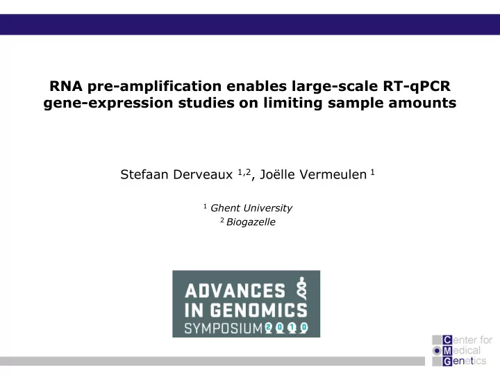 gene expression studies on limiting sample amounts