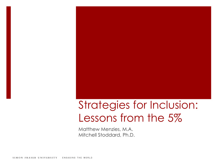 strategies for inclusion lessons from the 5